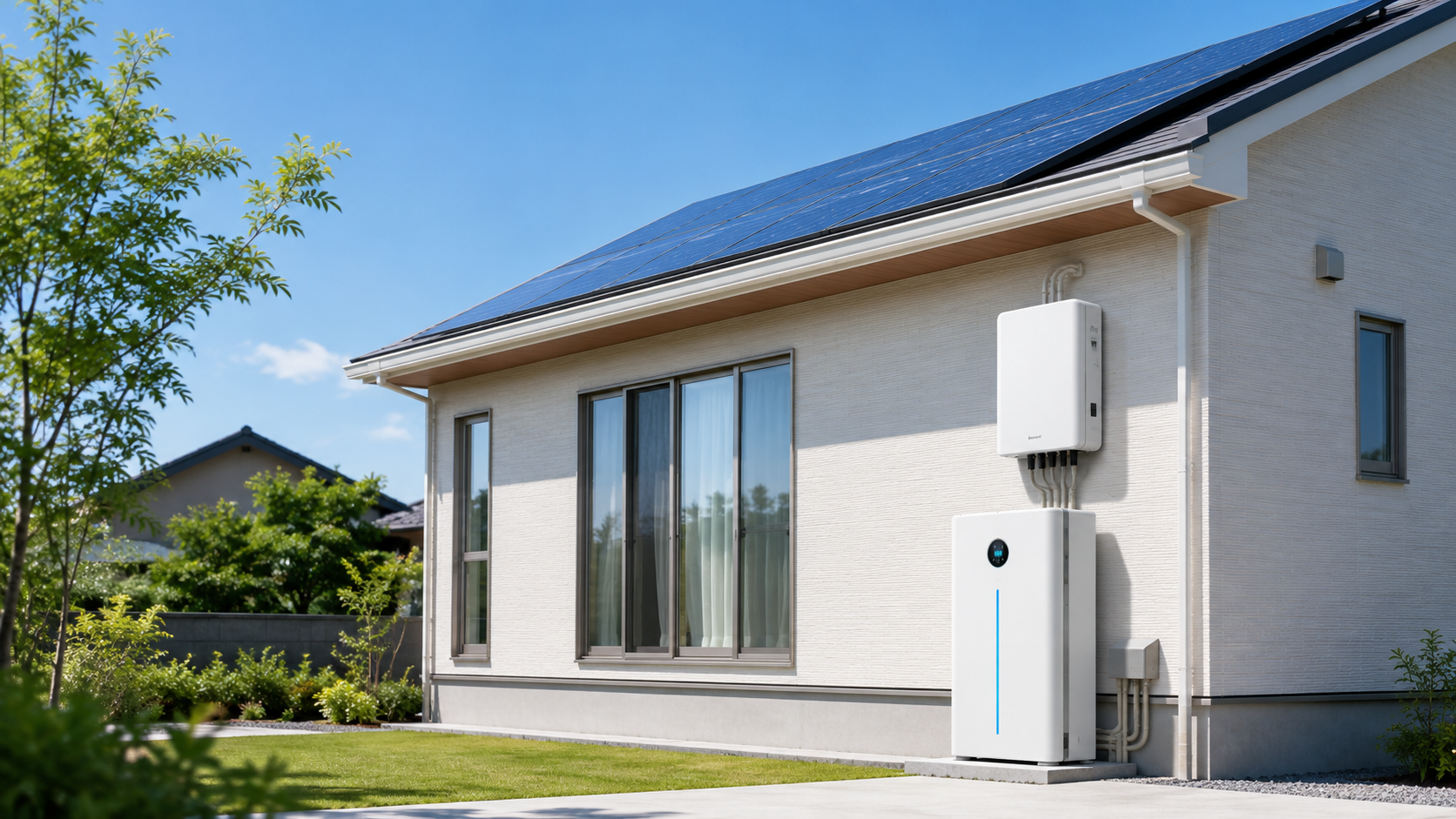 太陽光発電と蓄電池のある住宅